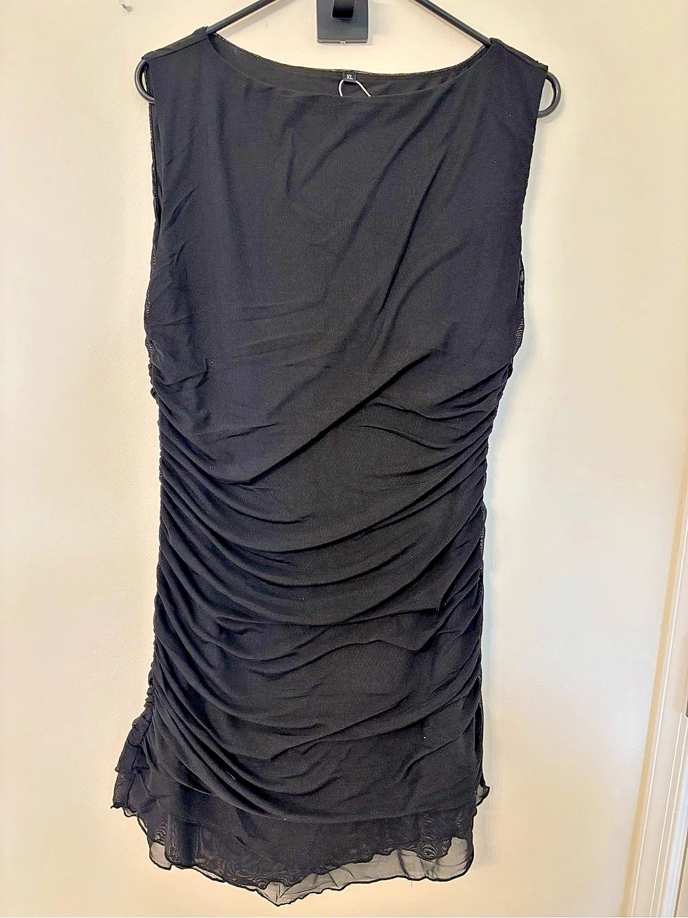 Caracilia Ruched Mini Dress in Black Size XL NWT